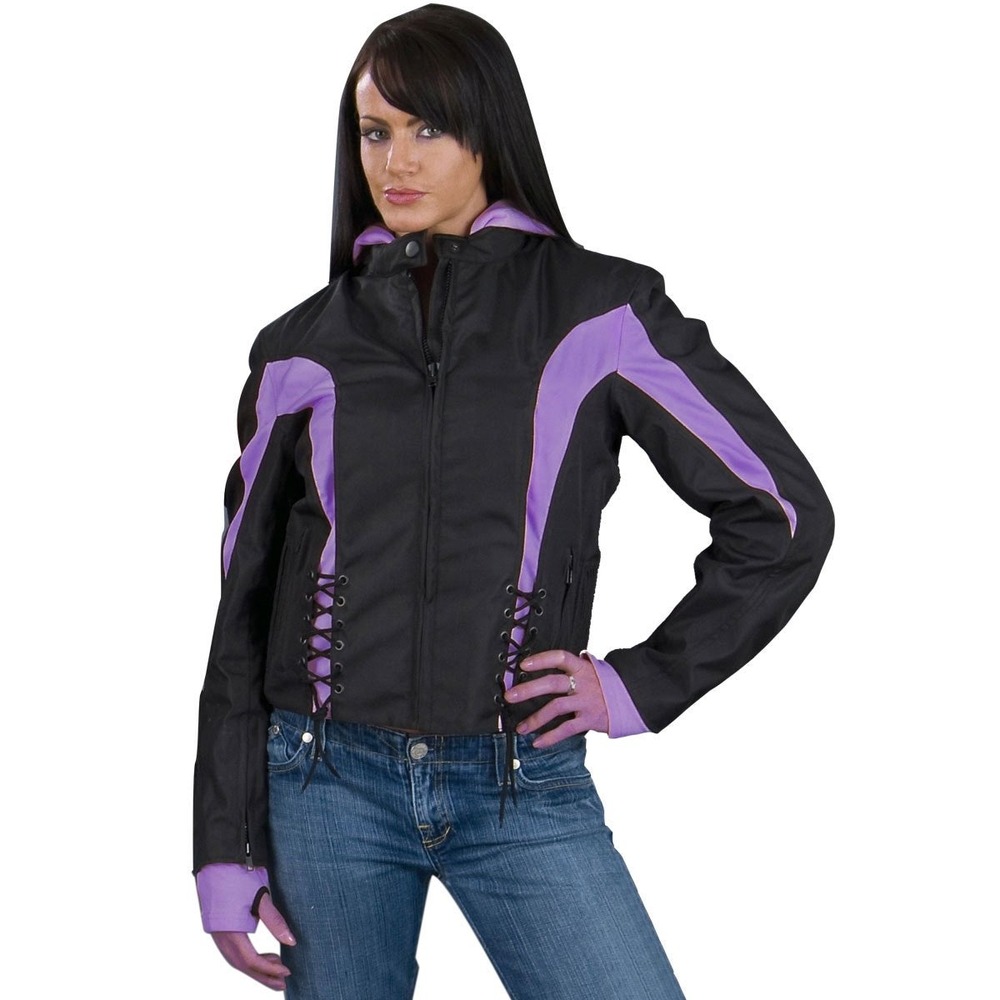 NexGen Ladies SH1906 Black Purple Textile Racer Motorcycle Jacket XXL Waterproof